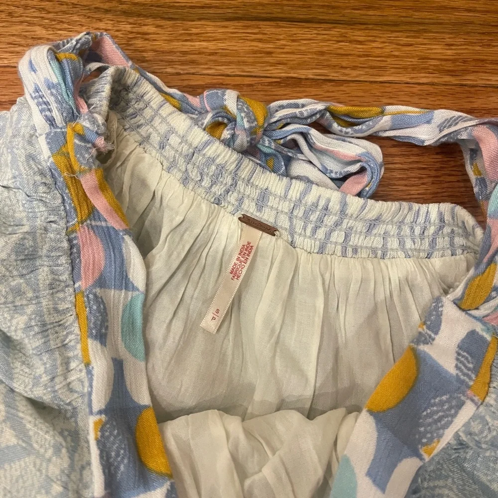 Free People Women's Blue Cream Rust Orange Mini Skirt Bundle Lot of 2